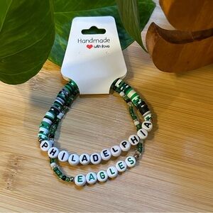 Philadelphia Eagles Football Fan‎ Bracelet Set - Flexible Fit - Sports Jewelry